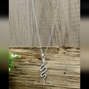 Vintage Style Silver Snake Pendant Necklace